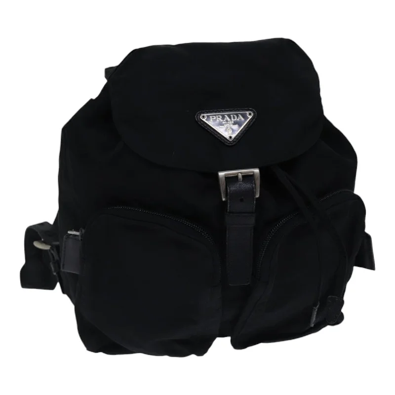 PRADA Backpack Nylon Black Silver Auth bs17598