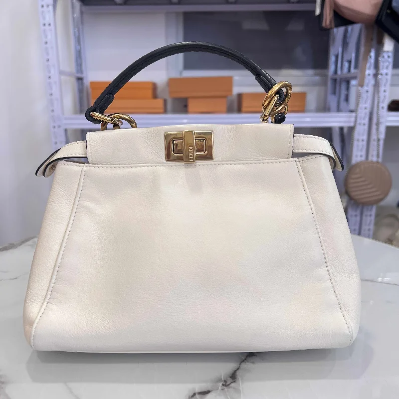 Fendi Peekaboo White Leather Two-Way Bag Medium