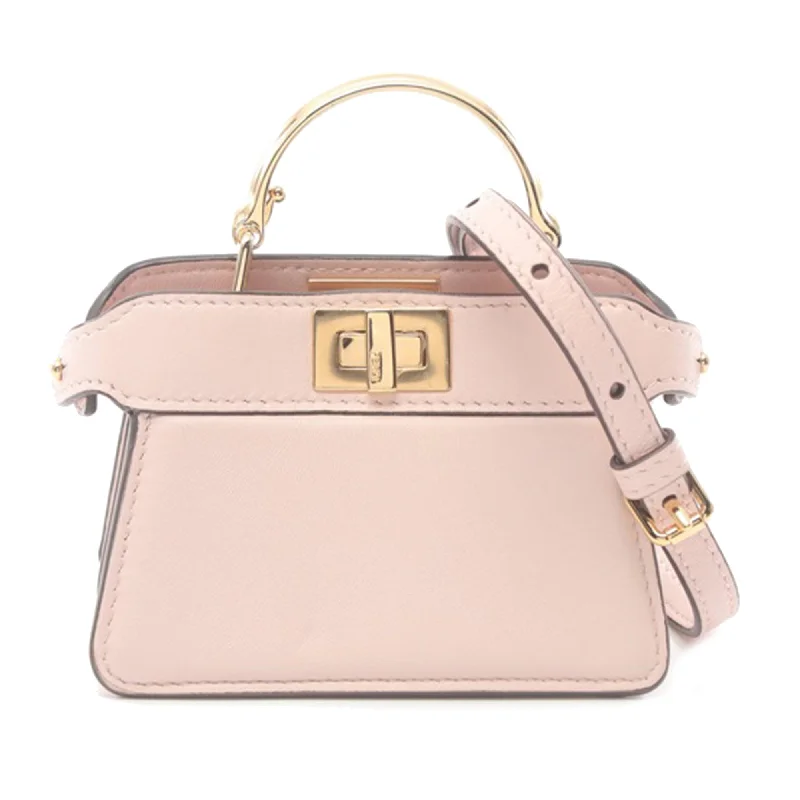 Pink Fendi Nano Peekaboo Calfskin ISeeU Maxi Handle Satchel