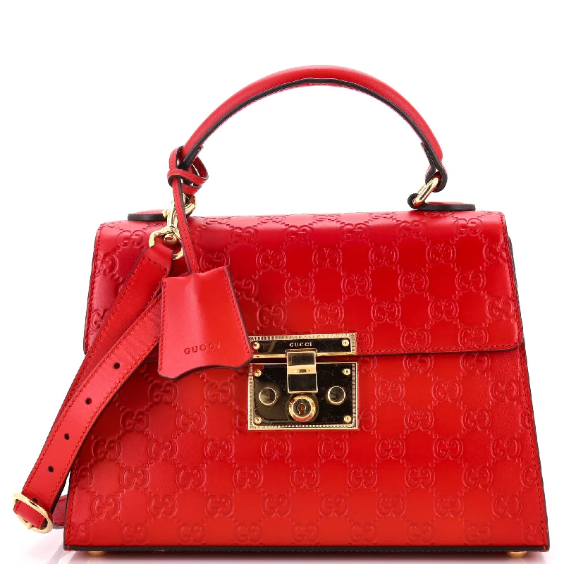 Padlock Top Handle Bag Guccissima Leather Small