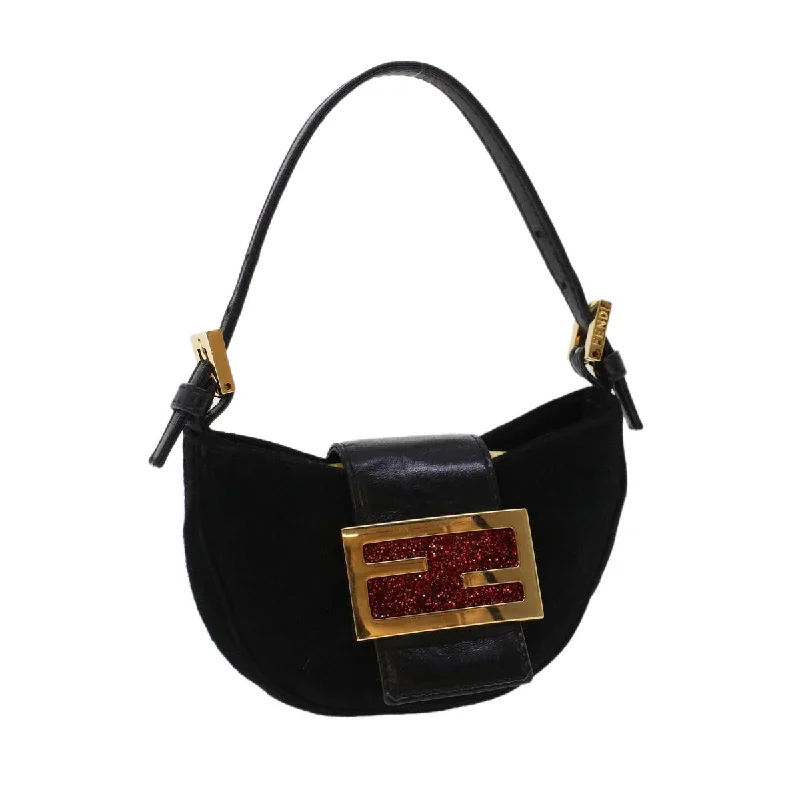 FENDI Mini Mamma Baguette Hand Bag Suede Black 2288-26673-009  44045