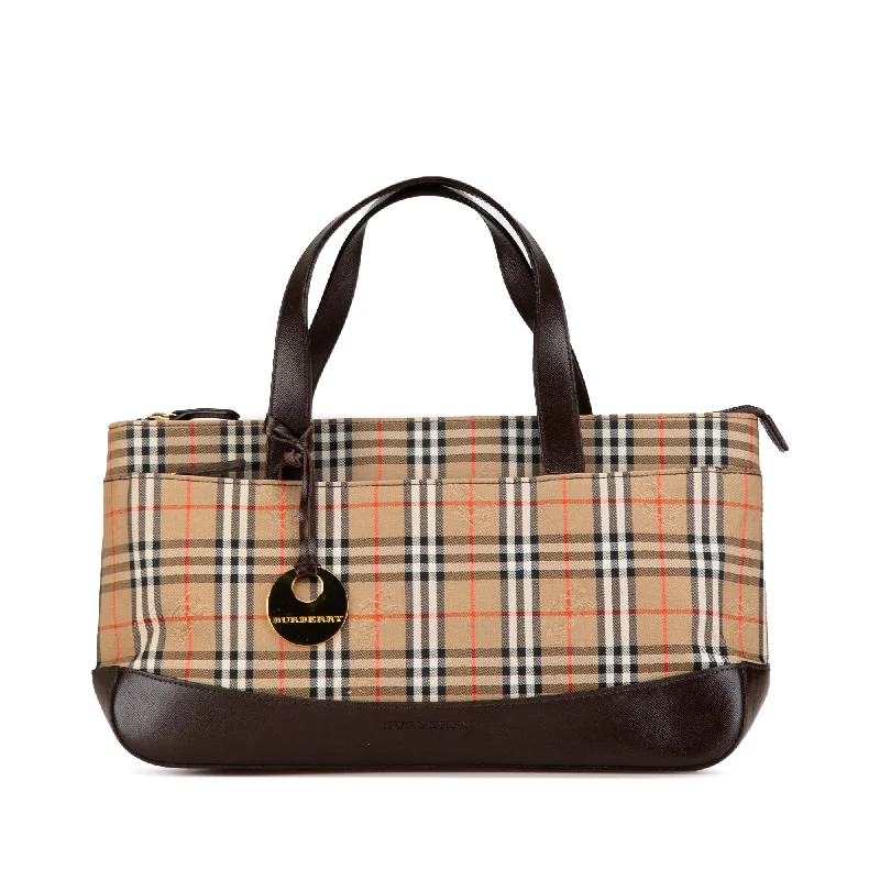 Brown Burberry Haymarket Check Canvas Handbag