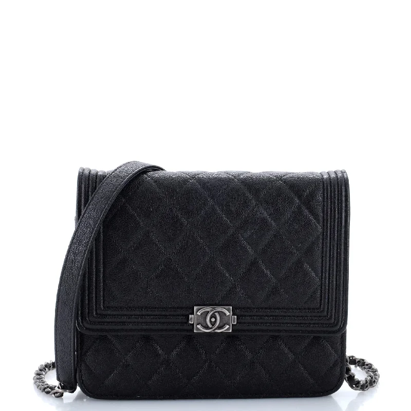 Boy Square Wallet on Chain Quilted Caviar