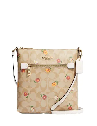 Coach Mini Rowan File Bag In Signature Canvas With Nostalgic Ditsy Print