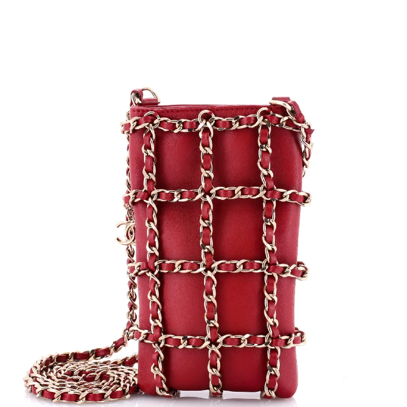 Tech Me Out Clutch With Chain Lambskin