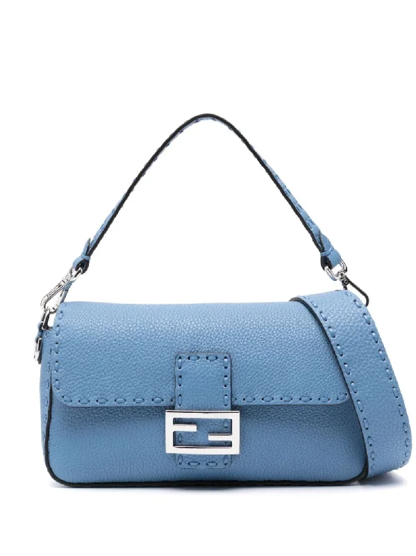 Fendi Women Baguette Selleria Leather Shoulder Bag