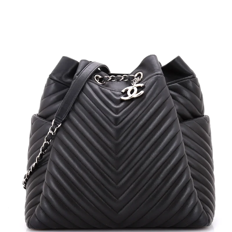 Urban Spirit Drawstring Bag Chevron Calfskin Large