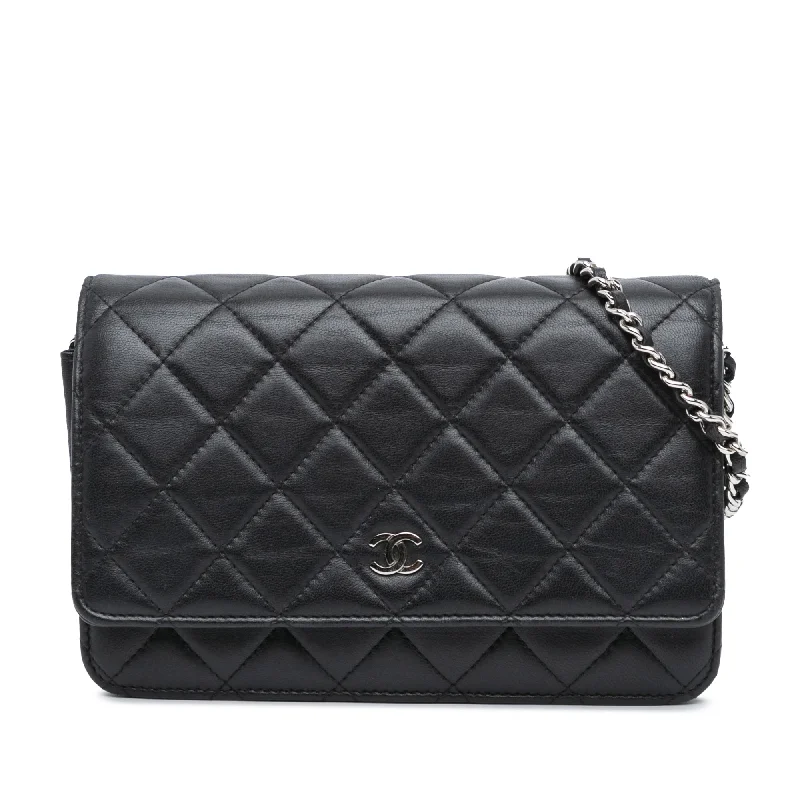 Black Chanel CC Quilted Calfskin Wallet on Chain Crossbody Bag