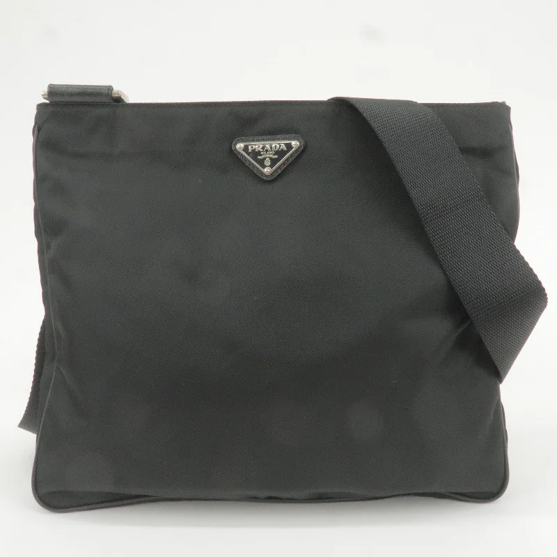 PRADA Logo Nylon Leather Shoulder Bag NERO Black VA0338