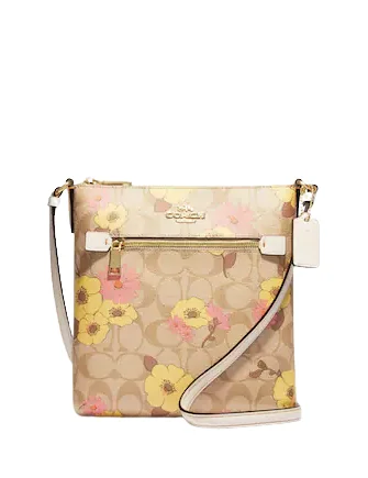 Coach Mini Rowan File Bag In Signature Canvas With Floral Cluster Print