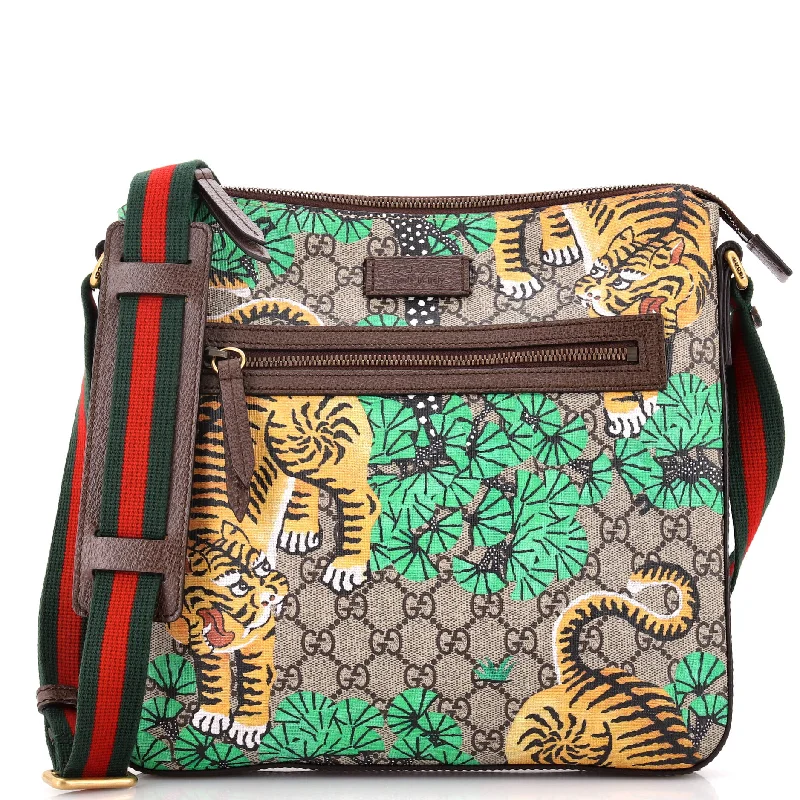 Front Zip Messenger Bengal Print GG Coated Canvas Medium