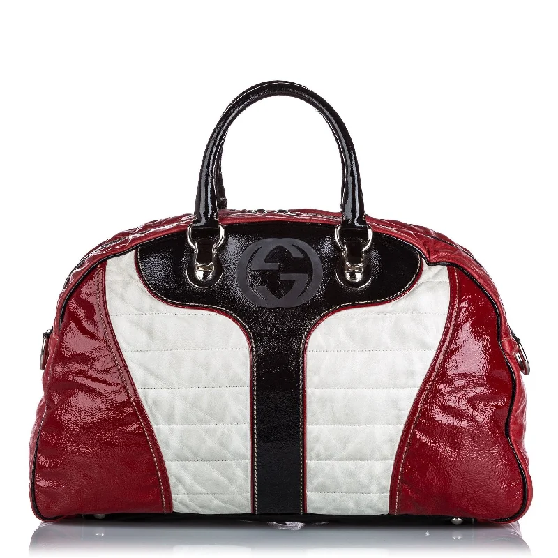 Patent Leather Web Weekender Bag