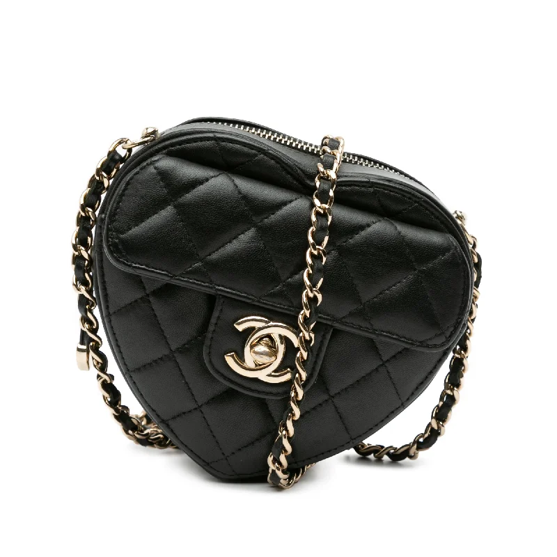 Black Chanel Mini Lambskin CC in Love Heart Crossbody