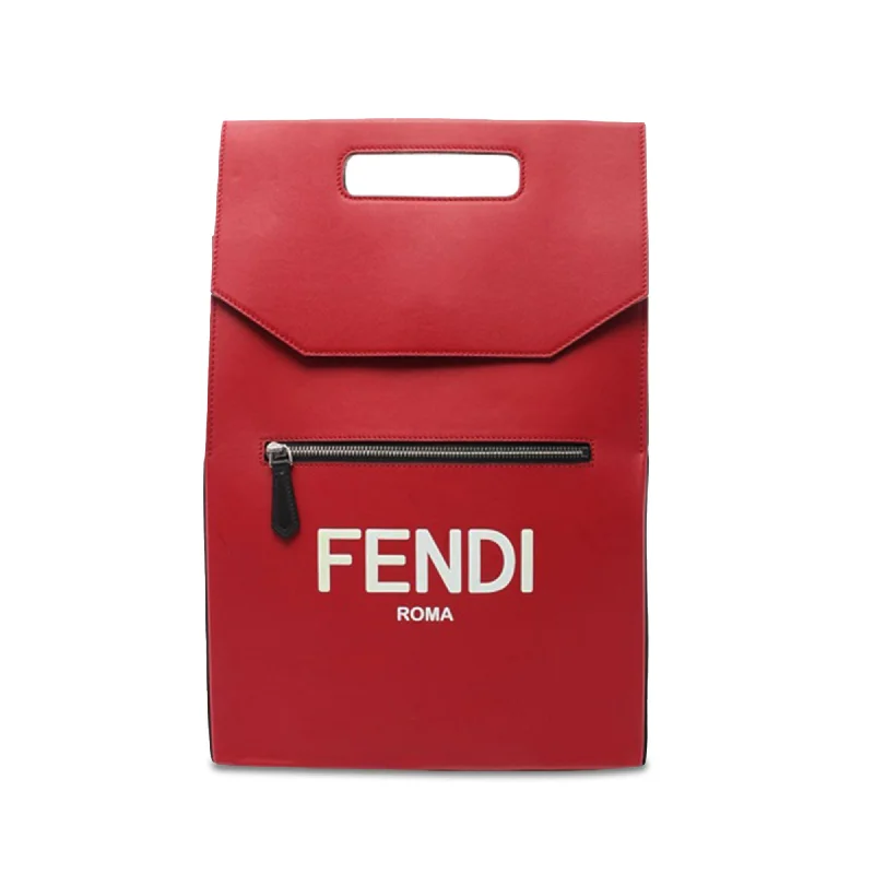 Red Fendi Leather Fendi Roma Backpack