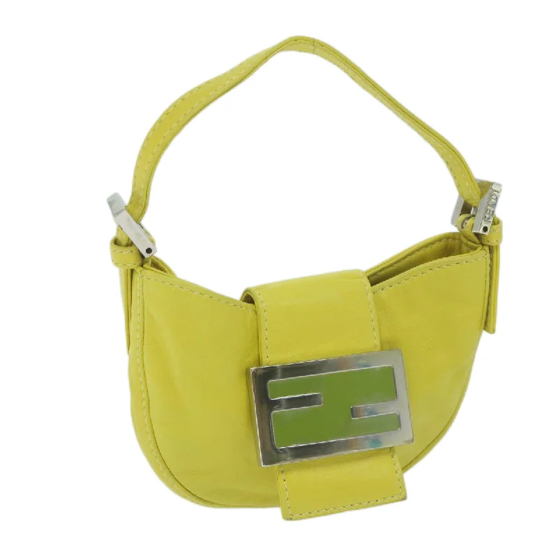 FENDI Mini Croissant Hand Bag Leather Yellow  yk10174A