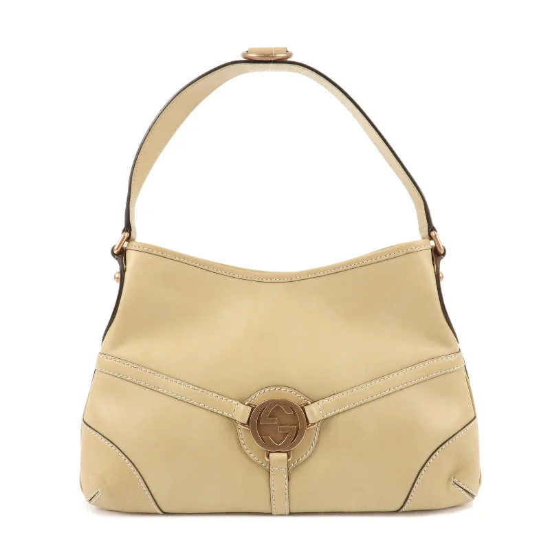 GUCCI Interlocking G Leather Shoulder Bag 114877 Beige