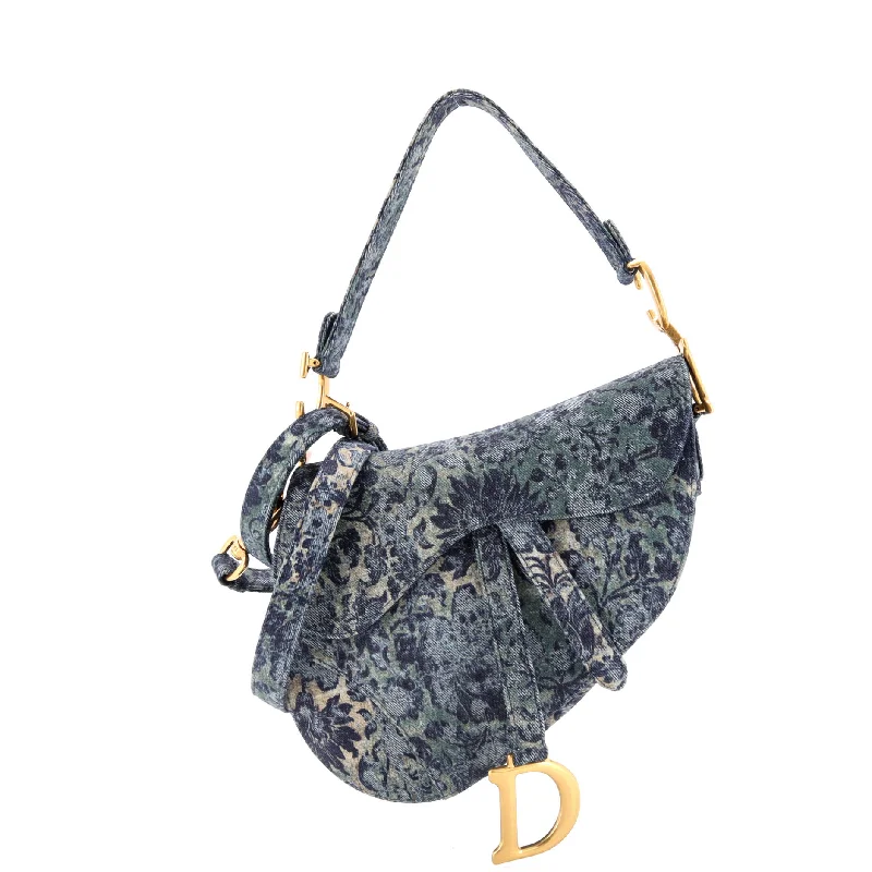 Saddle Handbag Printed Denim Medium