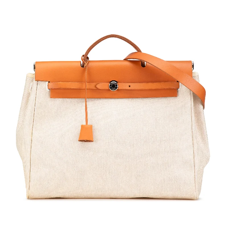 Brown Hermès Toile Herbag MM Satchel