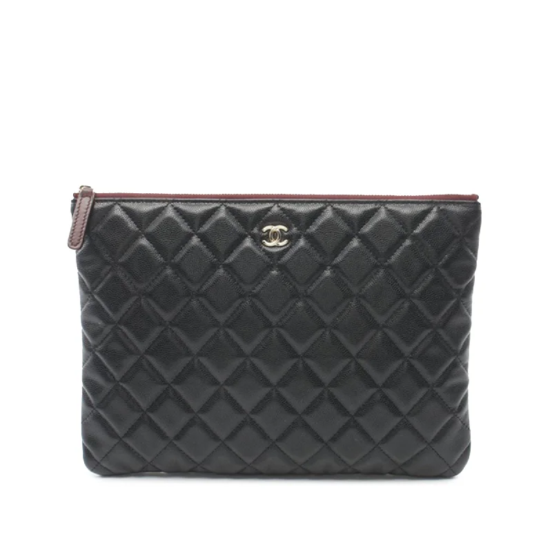 Black Chanel Medium Quilted Caviar O Case Clutch