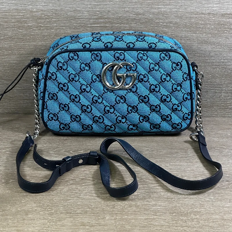 Gucci GG Marmont Shoulder Bag - Quilted Canvas - Blue