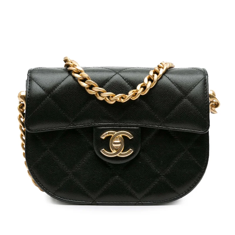 Black Chanel Quilted Caviar Moon Messenger Bag