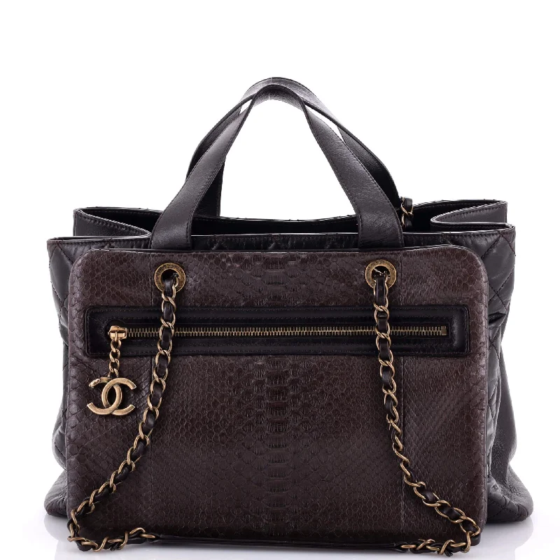 Urban Mix Tote Quilted Glazed Calfskin and Python Medium