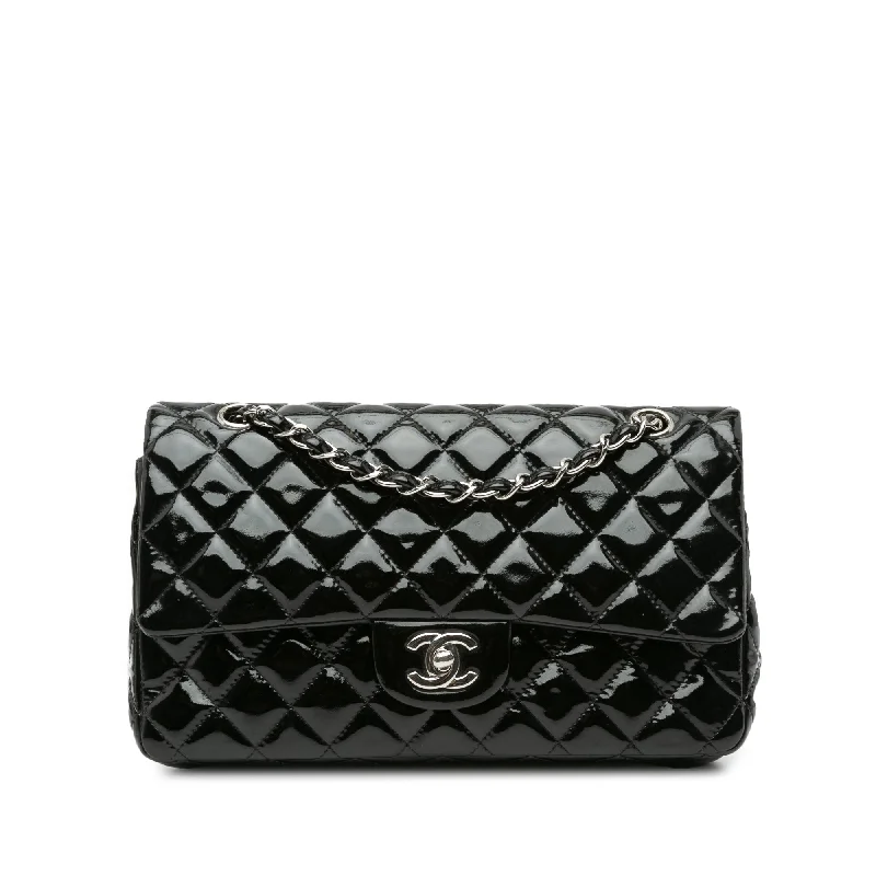 Black Chanel Medium Classic Patent Double Flap Shoulder Bag