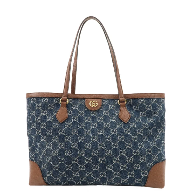 GUCCI Sherry Ophidia GG Denim Leather Medium Tote Bag 631685