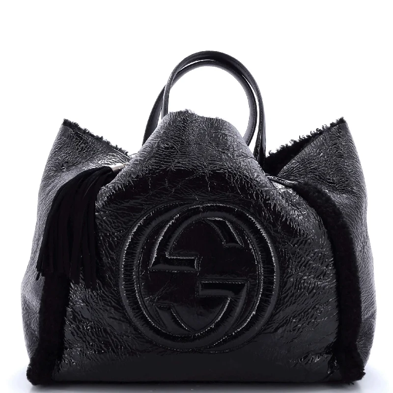 Soho Shoulder Bag Patent and Shearling Medium