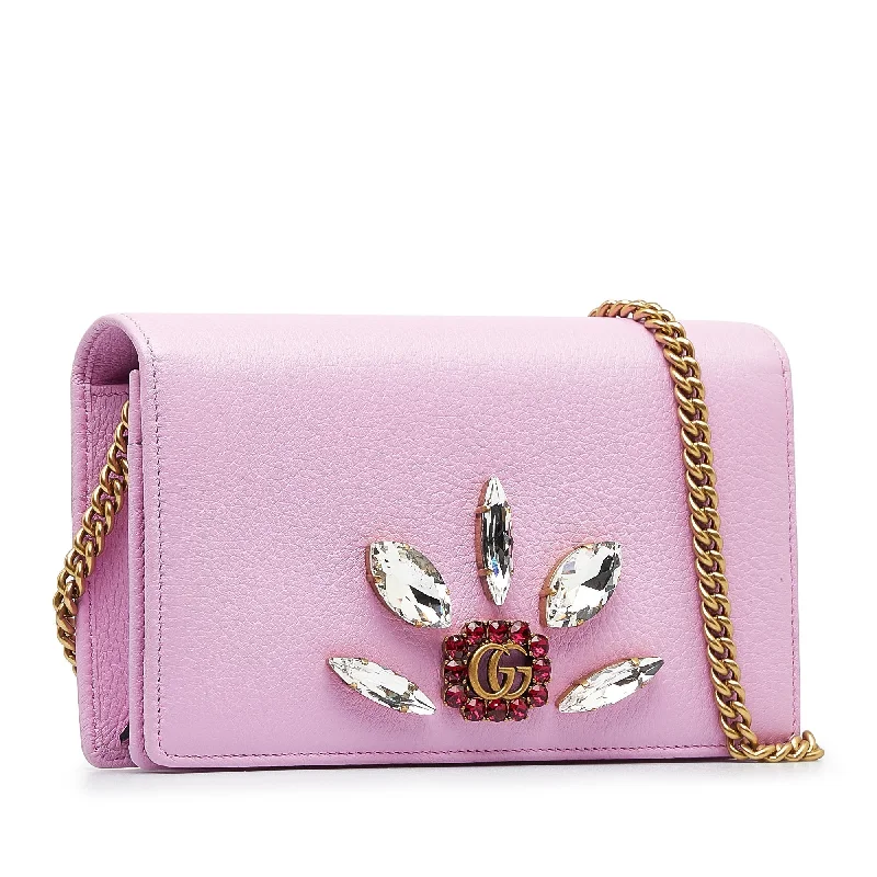 GUCCI GG Marmont Embellished Wallet On Chain Crossbody Bag