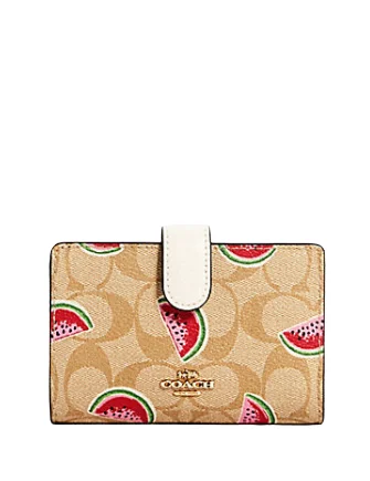 Coach Medium Corner Zip Wallet In Signature Canvas With Watermelon Print