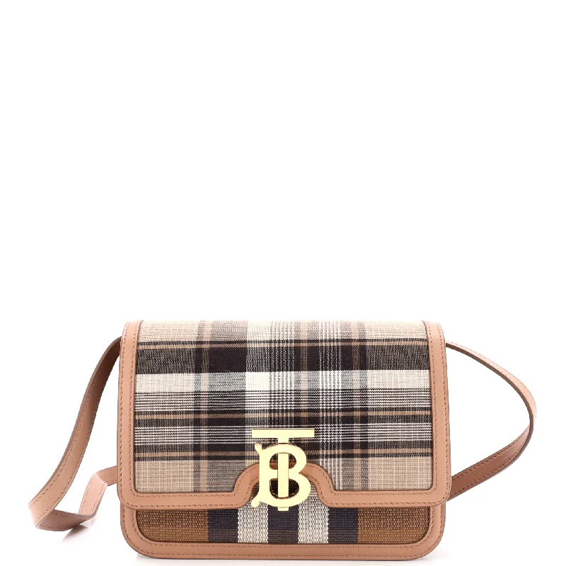 TB Flap Bag Tartan Canvas with Leather Small