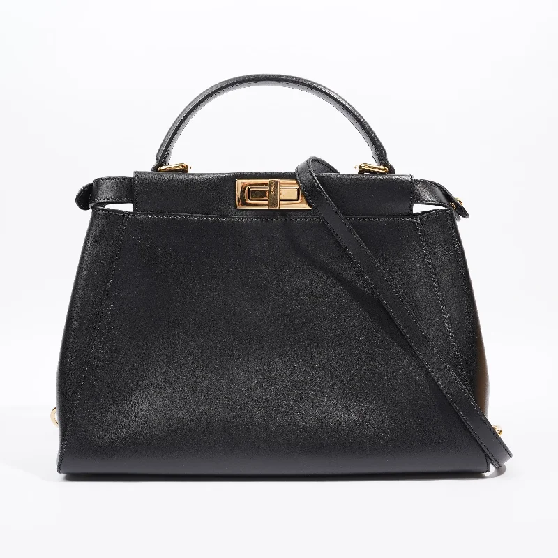 Fendi Peekaboo Top Handle Black Leather Medium