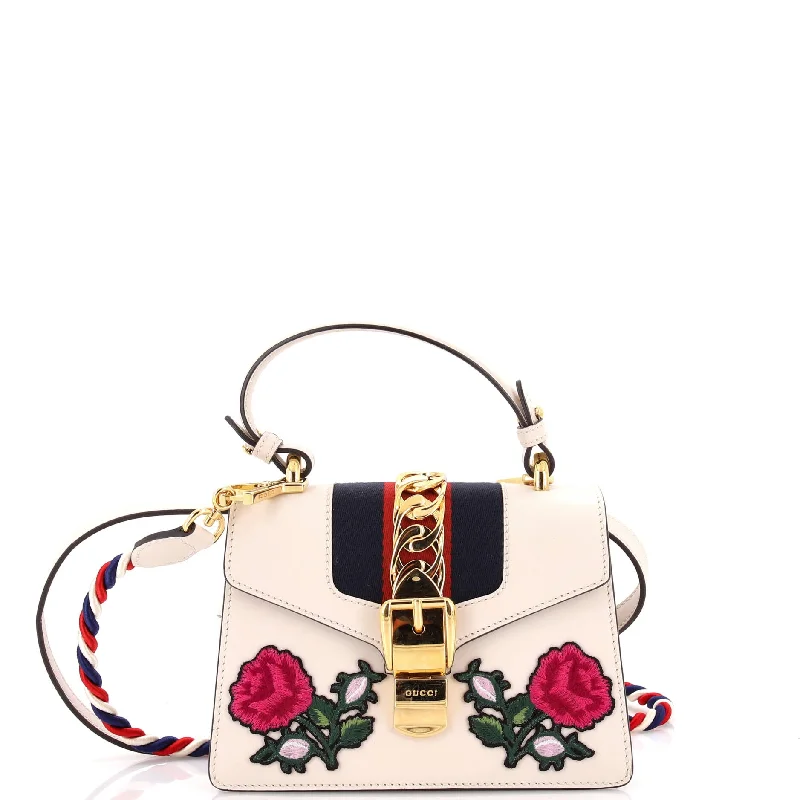 Sylvie Top Handle Bag Embroidered Leather Mini