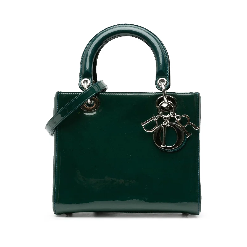 Green Dior Medium Patent Lady Dior Satchel