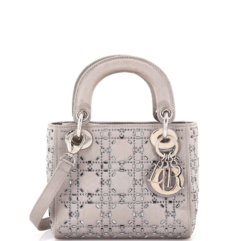 Lady Dior Bag Crystal Embellished Cannage Quilt Satin Mini