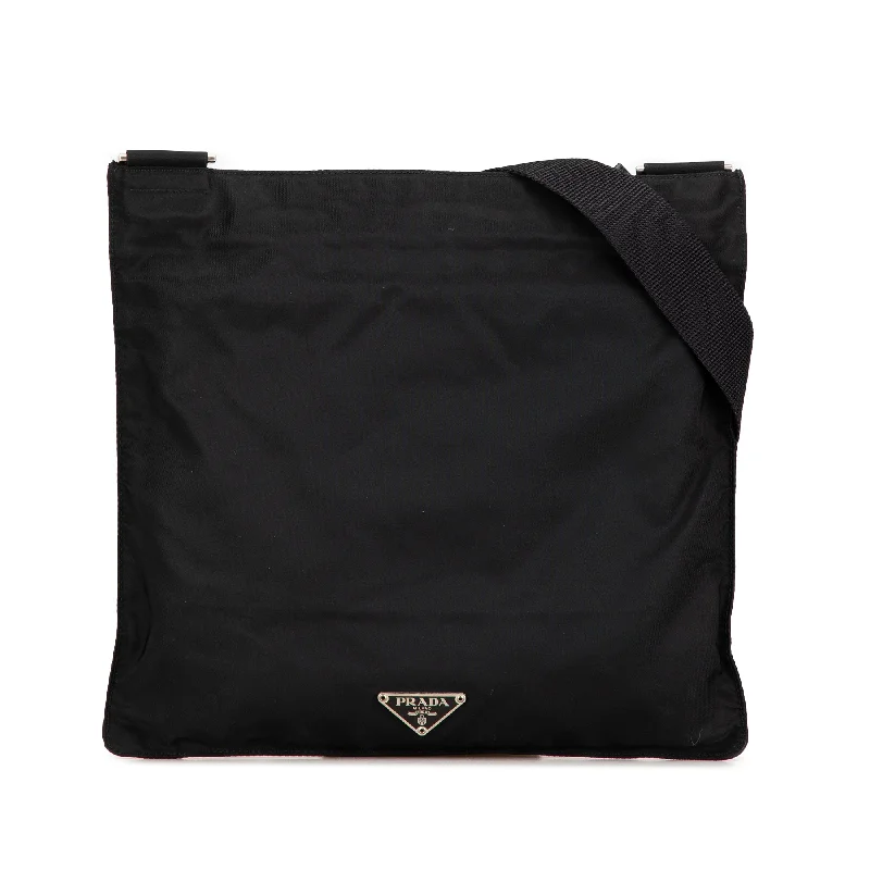 Black Prada Tessuto Zip Top Crossbody