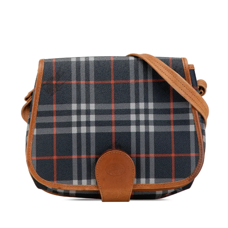 Blue Burberry Vintage Haymarket Check Saddle Bag