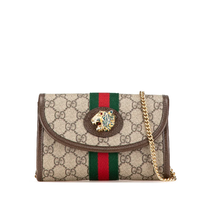 Brown Gucci Mini GG Supreme Rajah Web Chain Crossbody