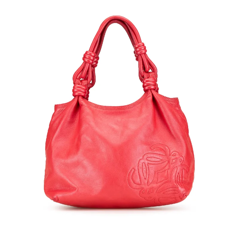 Red LOEWE Calfskin Anagram Handbag