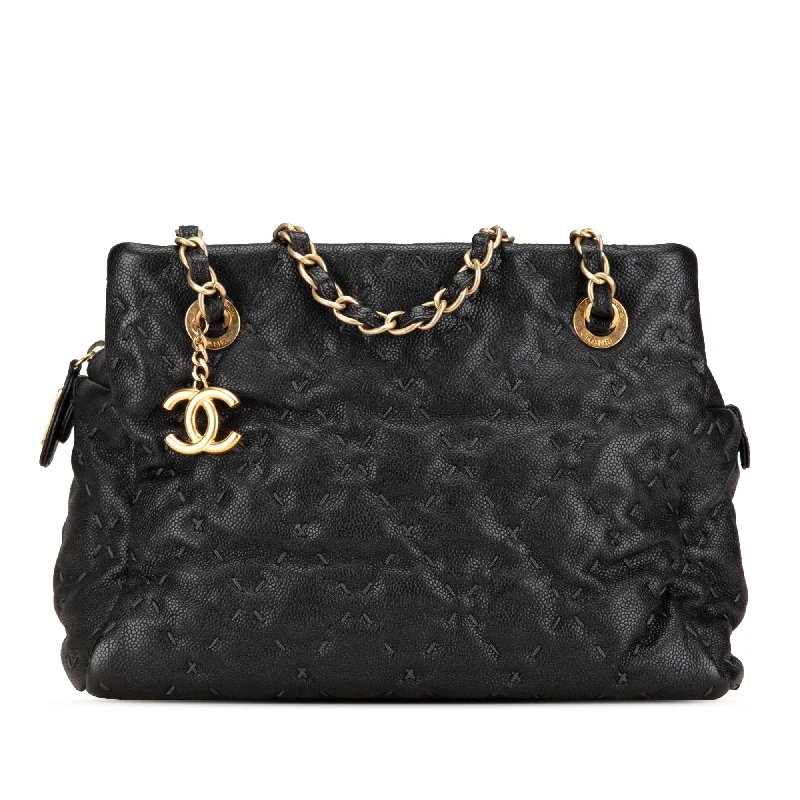 Black Chanel CC Caviar Wild Stitch Tote