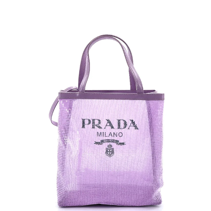 Logo Open Tote Sequined Mesh Small