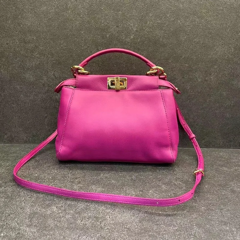 Fendi Peekaboo Small Pink Leather Handbag