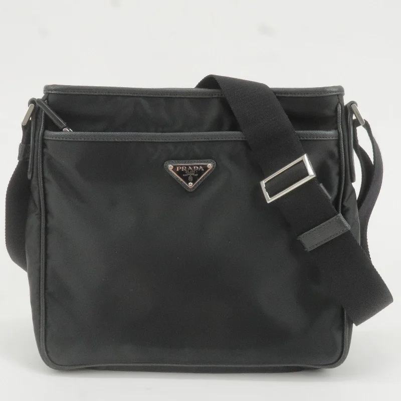 PRADA Nylon Leather Shoulder Bag NERO Black 2VH797