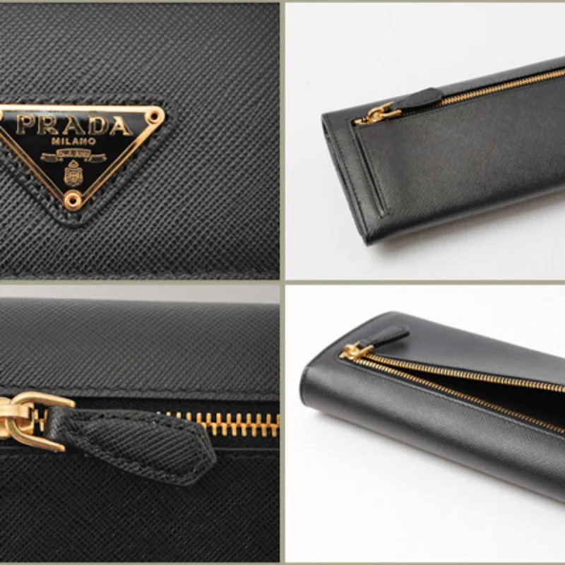 Prada Wallet Prada Long wallet 1M1132 Pass Case with Saffiano Triangle NERO Black Outlet