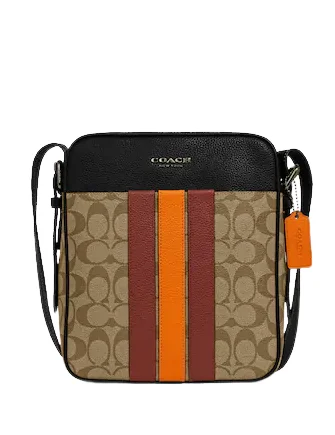 Coach Hudson Crossbody 21 In Signature Canvas With Varsity Stripe