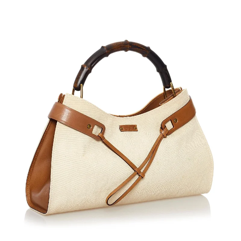 Gucci Bamboo Canvas Handbag (33395)