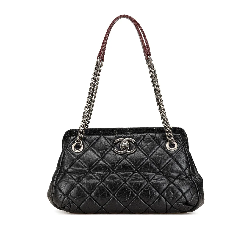 Black Chanel Aged Calfskin Portobello Bowler Bag