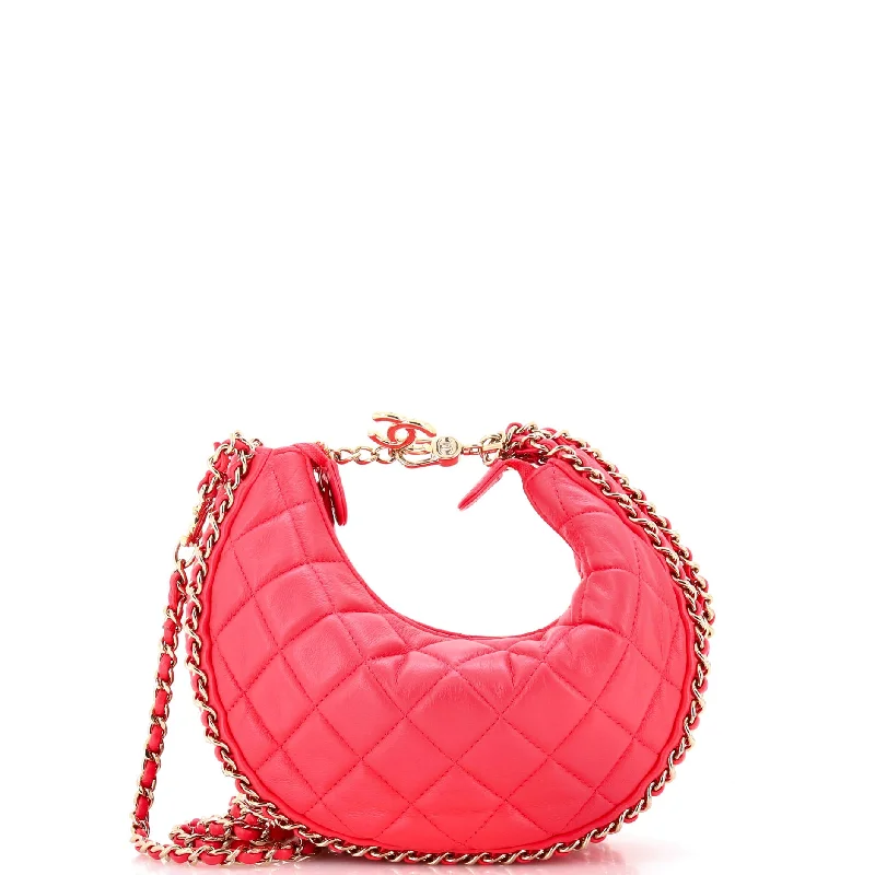 Chain Around Hook Hobo Quilted Lambskin Small