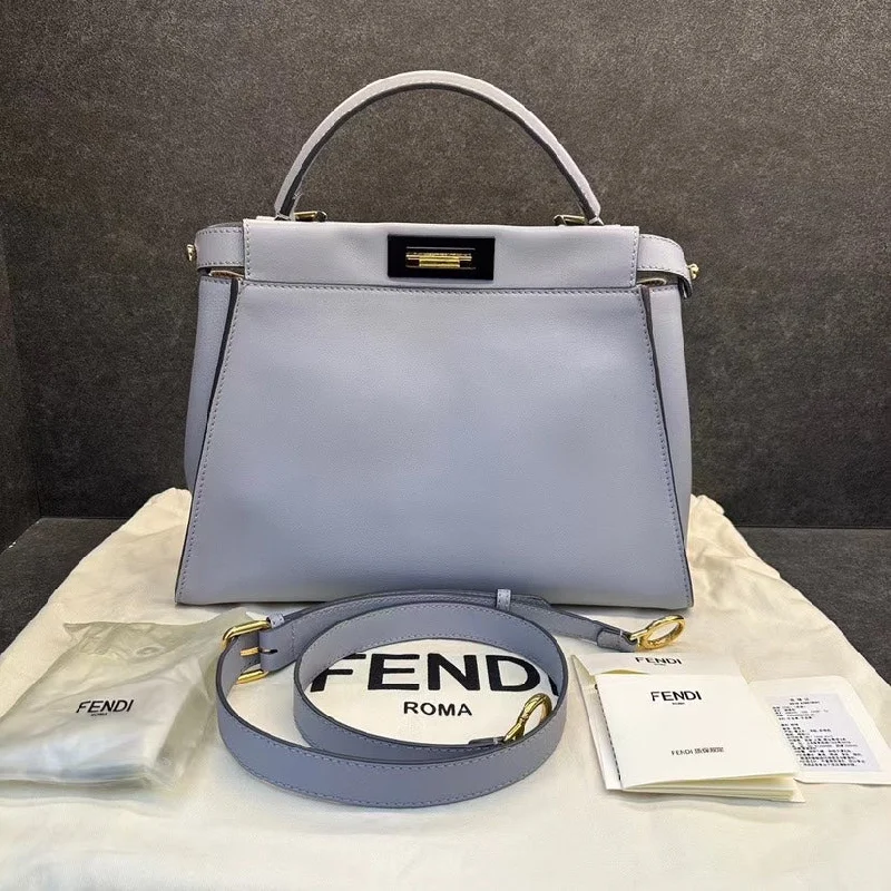 Fendi Peekaboo Gray Leather Medium Bag